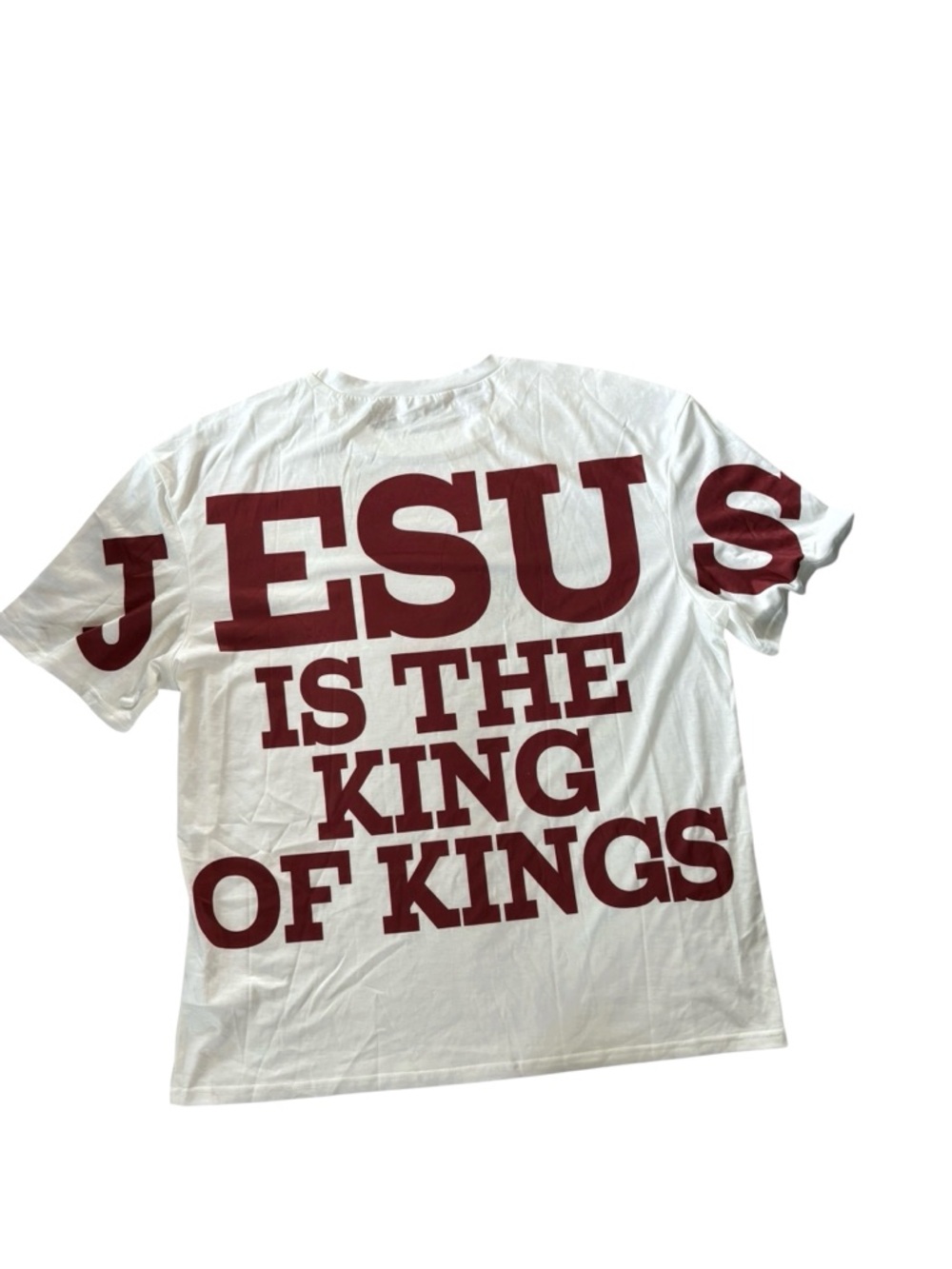 Jesus Is The King Of Kings White Graphic SS Tee Size XL Crewneck